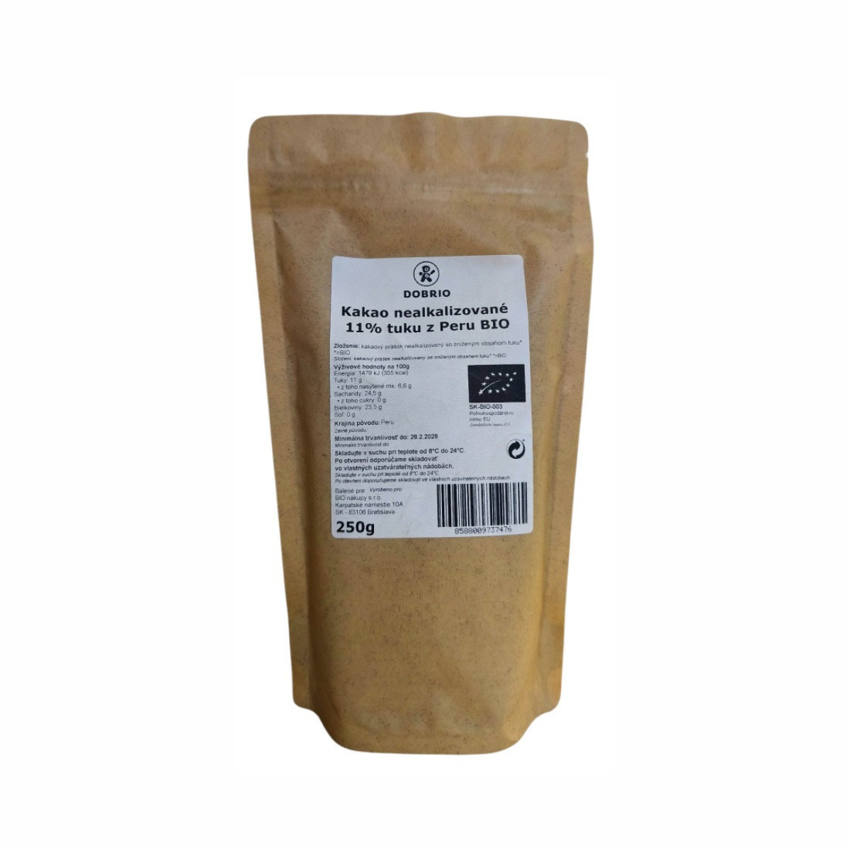 Kakao nealkalizované BIO 11% tuku 250g